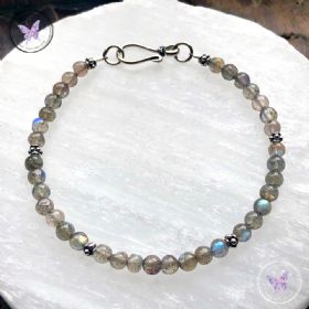 Labradorite Bead Bracelet with Hook Clasp